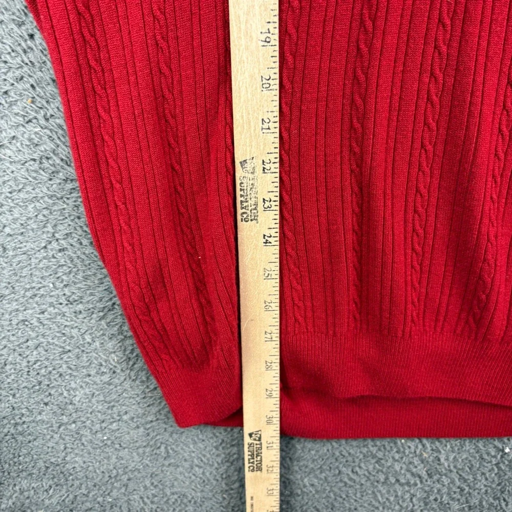 Geoffrey Beene Mens XXL Red V-Neck Cable Knit Sweater Vest 100% Acrylic RN 15810